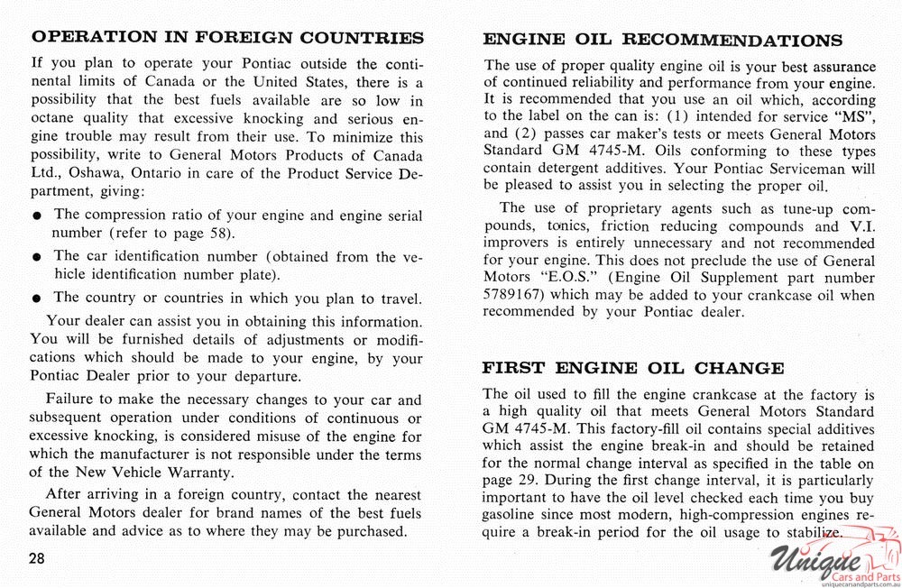 1966 Pontiac Canadian Owners Manual Page 42
